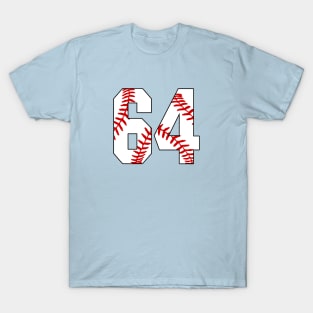 Baseball Number 64 #64 Baseball Shirt Jersey Favorite Player Biggest Fan T-Shirt